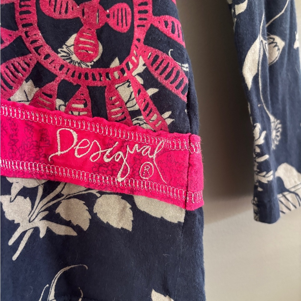 Desigual Women’s Long Sleeve Top Size S Small Black Pink Floral Abstract Boho - Picture 5 of 5